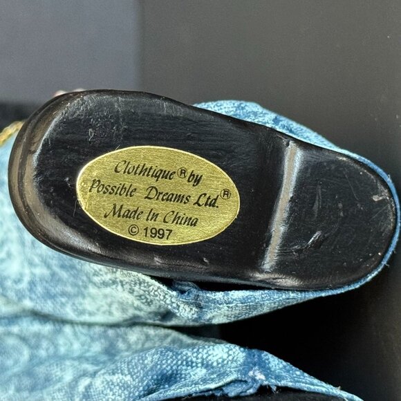 1997 Clothtique Possible Dreams Easy Ridin Santa Figure In Biker Jacket & Jeans - Picture 9 of 16